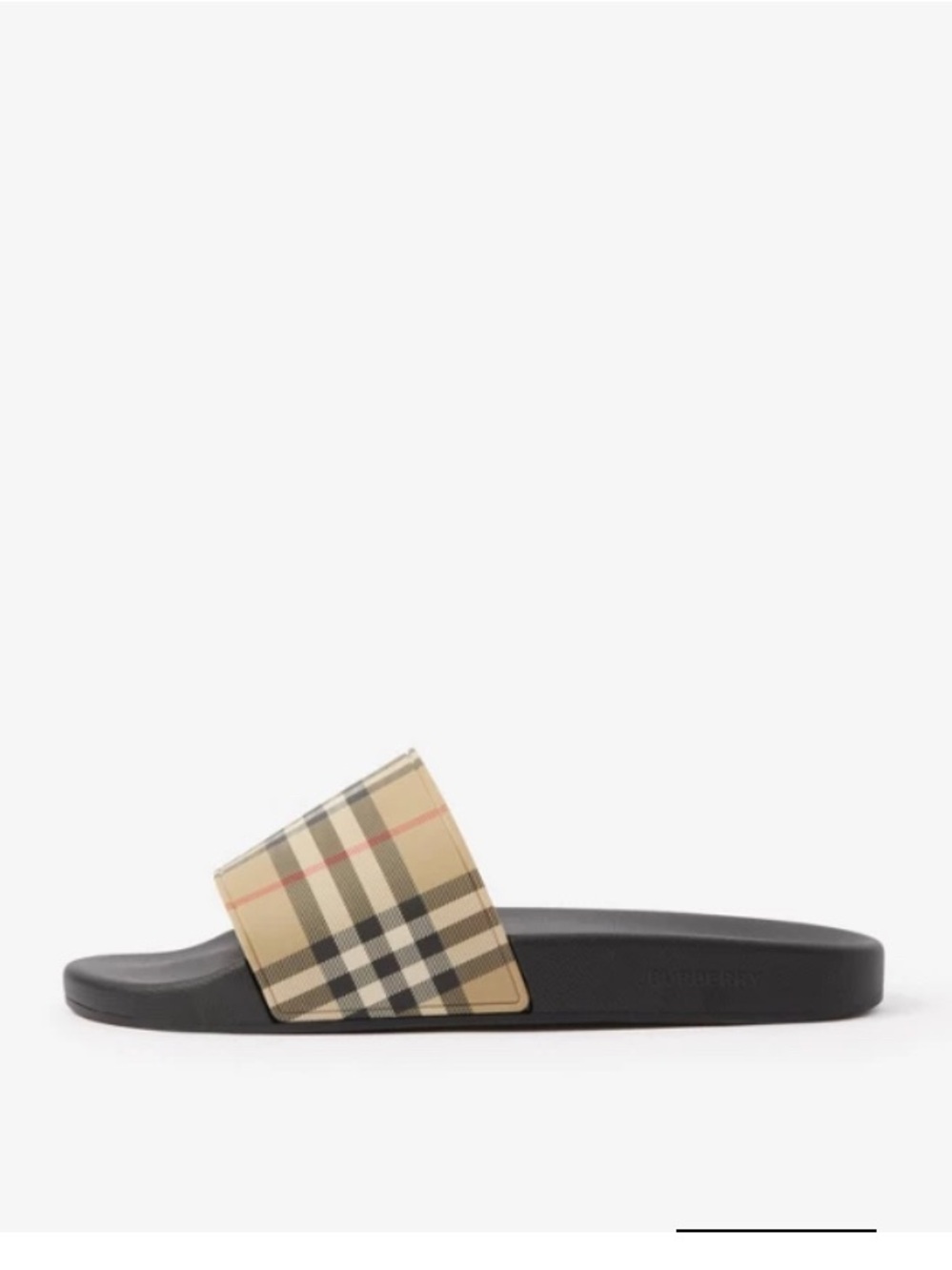 Burberry Beige Plaid Slide with Black Sole